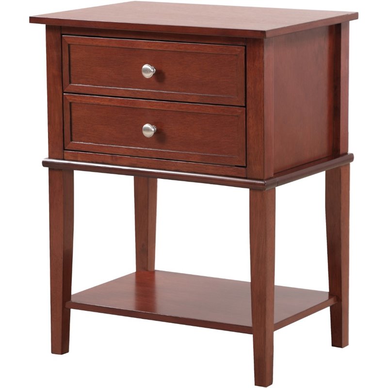 Glory Furniture Newton 2 Drawer Nightstand in Cherry