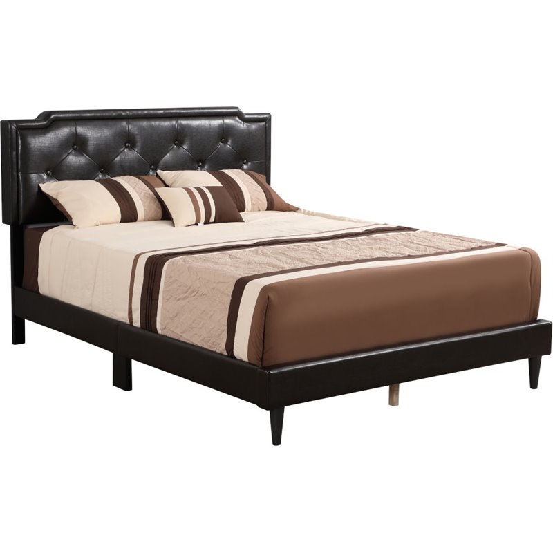Glory Furniture Deb Faux Leather Upholstered Queen Bed in Cappuccino