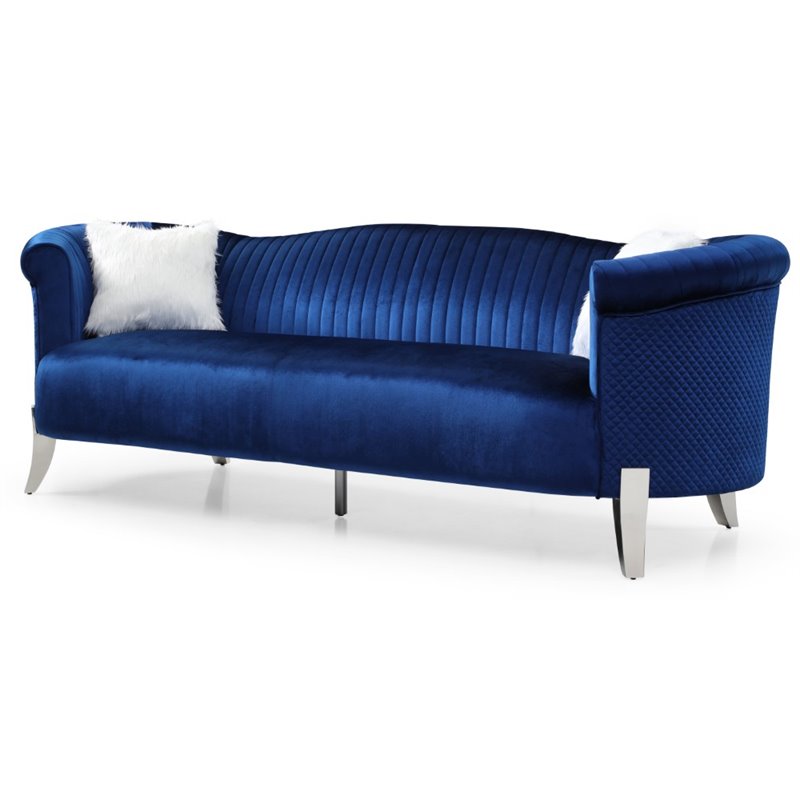 Glory Furniture Vine Velvet Sofa in Blue