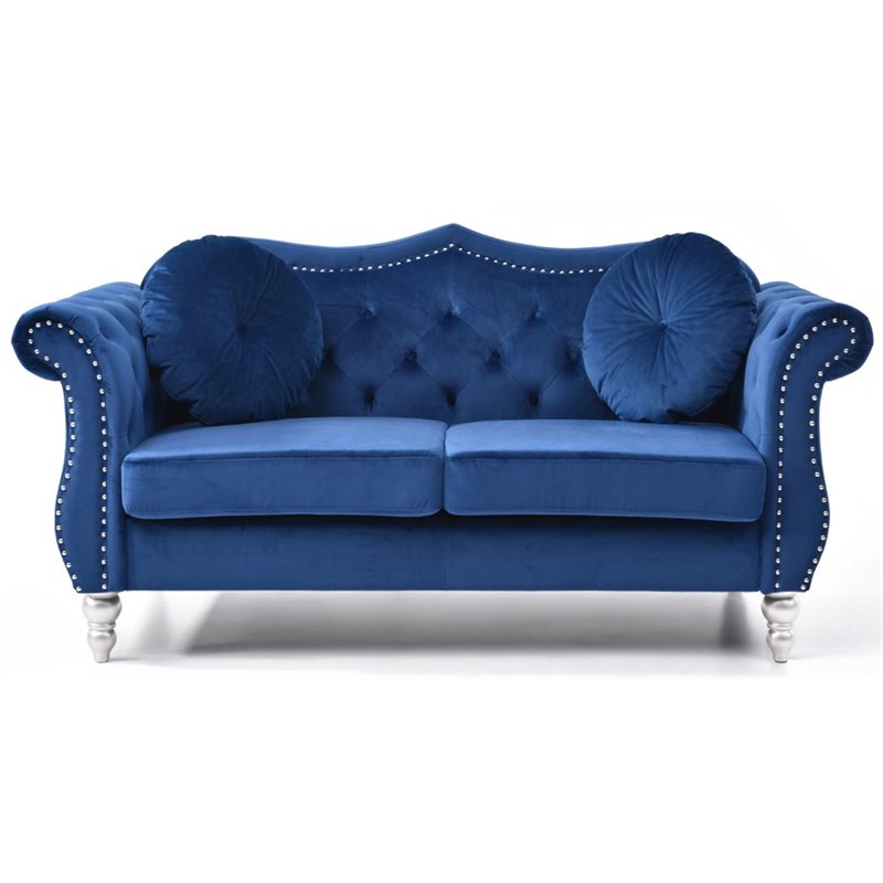 Glory Furniture Hollywood Velvet Loveseat in Navy Blue