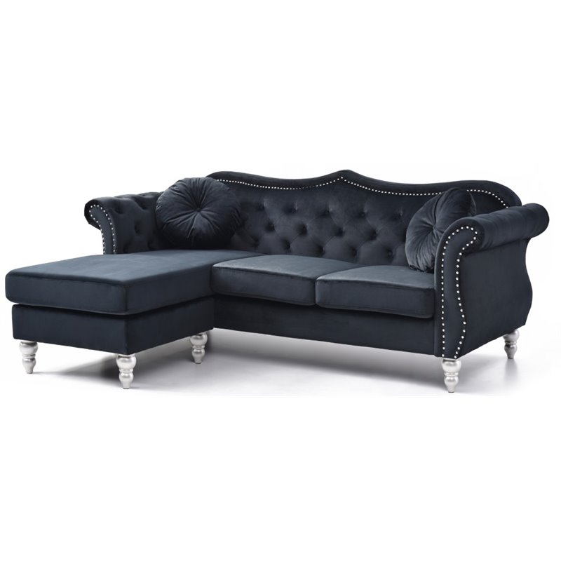 Glory Furniture Hollywood Velvet Sofa Chaise in Black Cymax Business