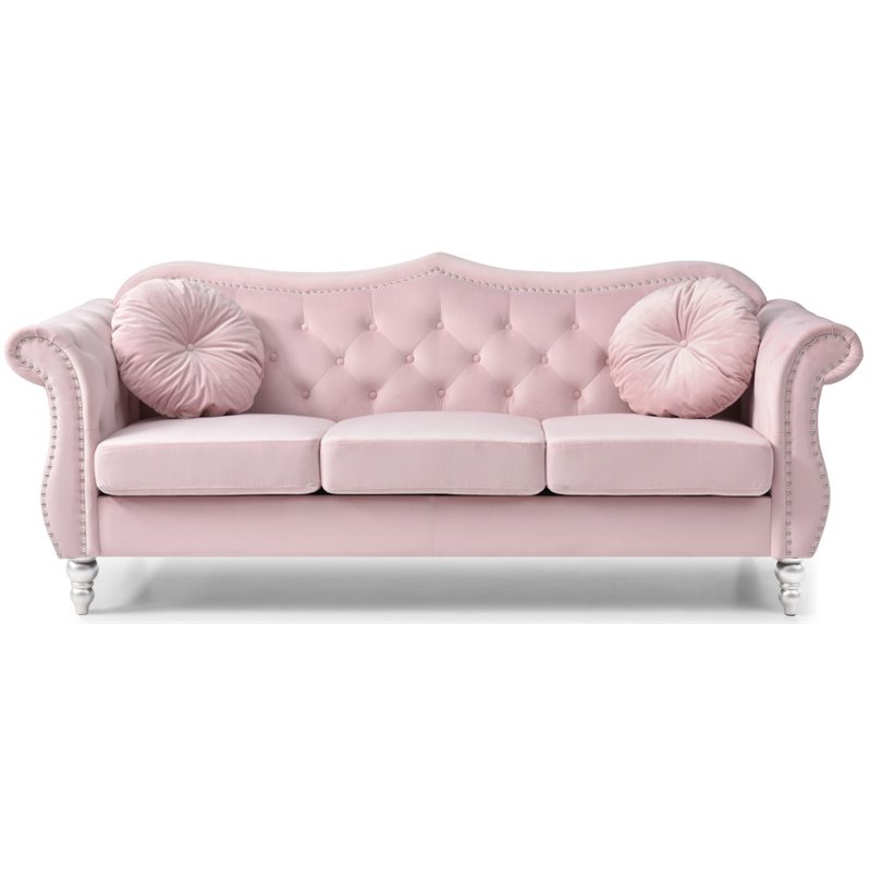Glory Furniture Hollywood Velvet Sofa in Pink Cymax Business
