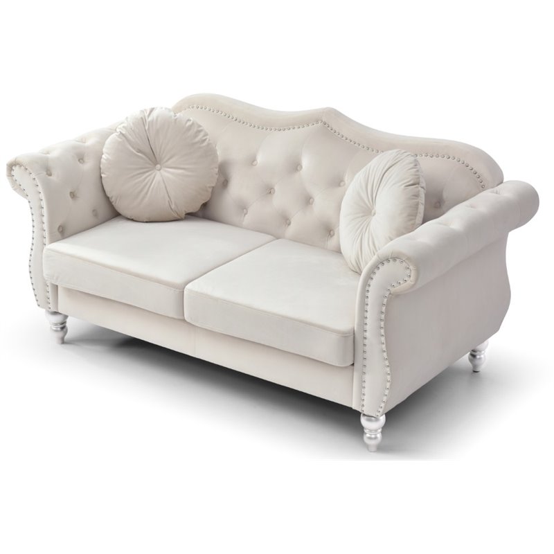 Glory Furniture Hollywood Velvet Loveseat in Ivory Cymax Business