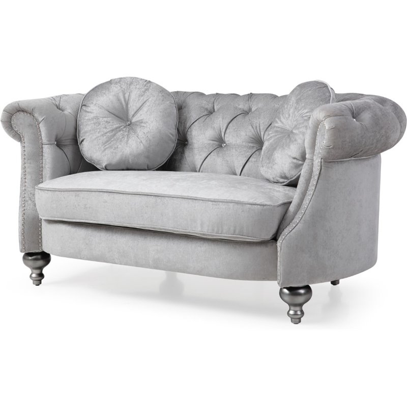 Glory Furniture Salerno Velvet Loveseat in Silver Gray G0740AL