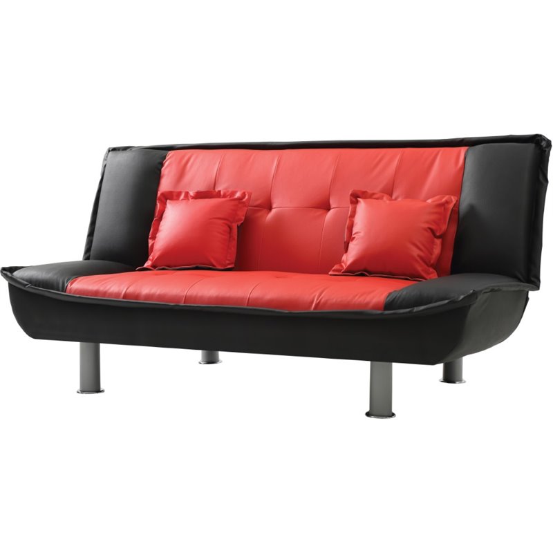 Glory Furniture Lionel Faux Leather Sleeper Sofa in Black
