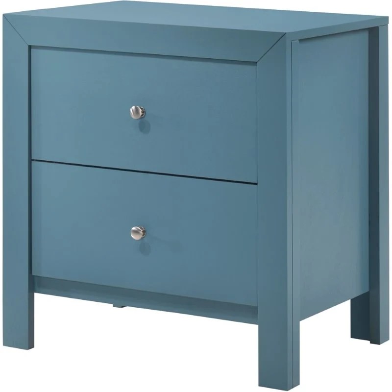 Glory Furniture Burlington 2 Drawer Nightstand in Teal Cymax Business