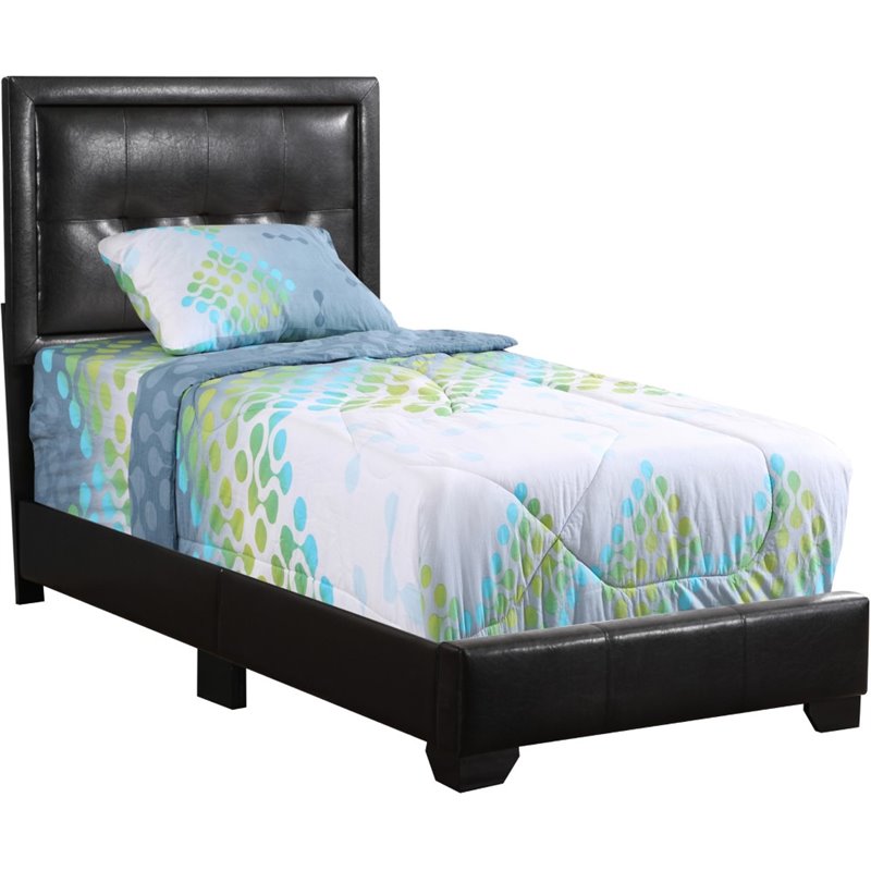 Glory Furniture Panello Faux Leather Upholstered Twin Bed in Black