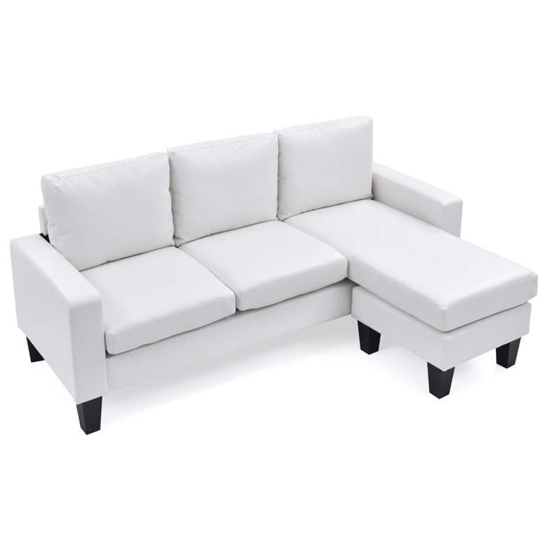 Glory Furniture Jenna Faux Leather Sofa Chaise in White Cymax Business