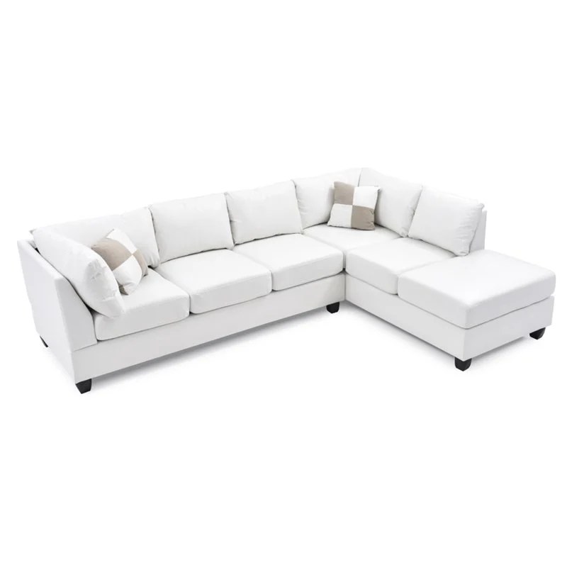 Glory Furniture Malone Faux Leather Sectional in White