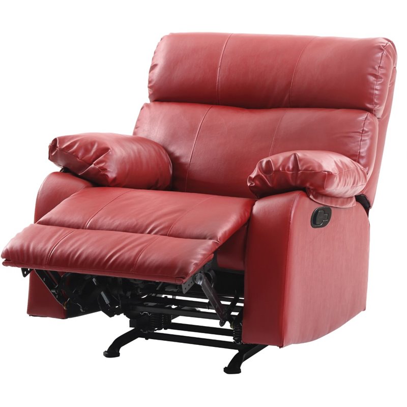 Glory Furniture Manny Faux Leather Rocker Recliner in Red