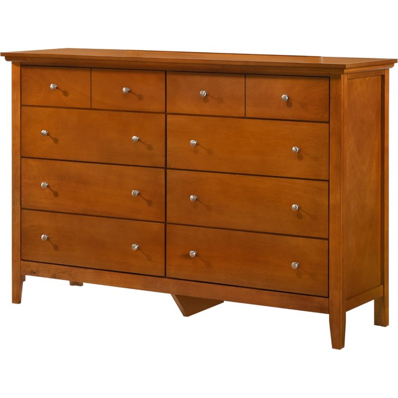 Glory Furniture Hammond 8 Drawer Dresser in Oak