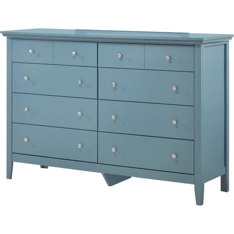 Glory Furniture Hammond 8 Drawer Dresser in Teal