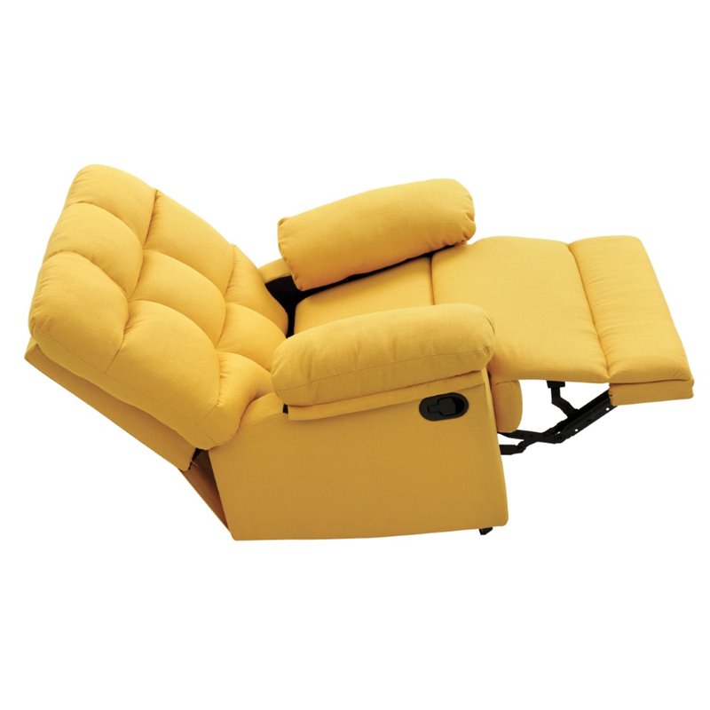 Glory Furniture Cindy Twill Fabric Rocker Recliner in Yellow