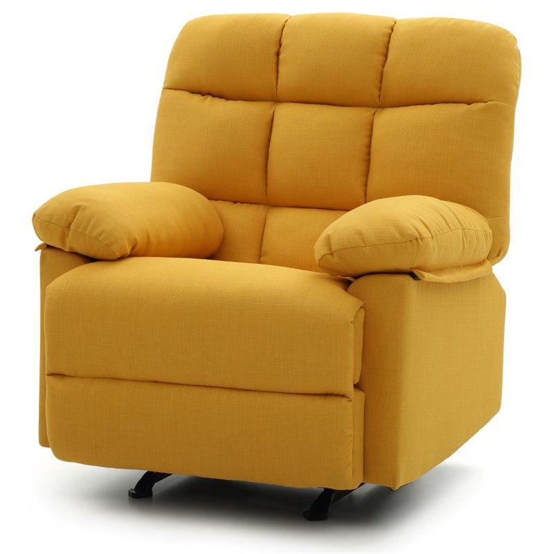 Glory Furniture Cindy Twill Fabric Rocker Recliner in Yellow G551RC