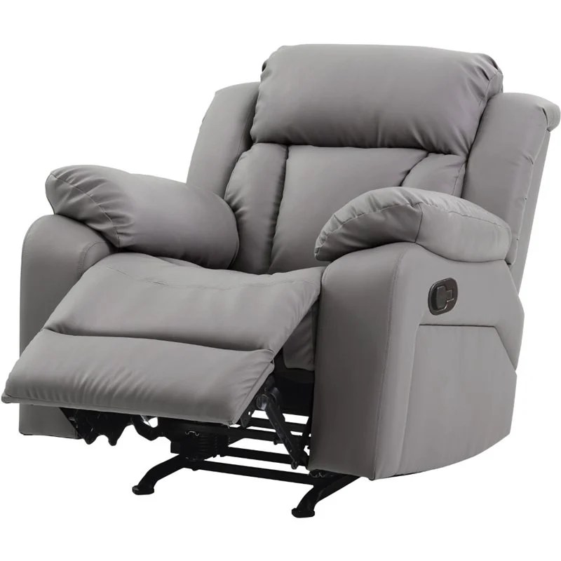 Glory Furniture Daria Faux Leather Rocker Recliner in Gray