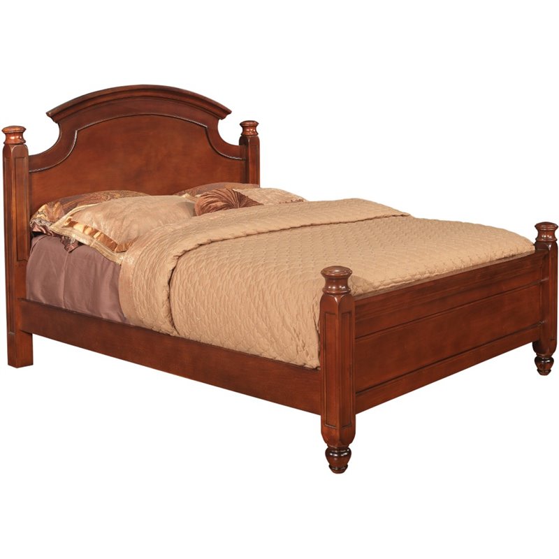 Glory Furniture Summit Queen Poster Bed in Cherry