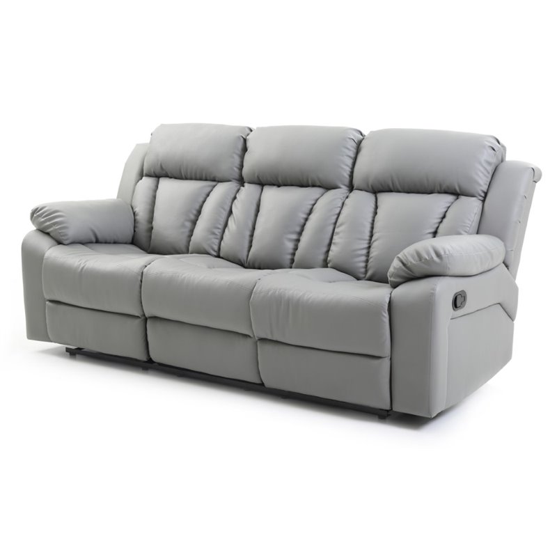 Gray Faux Leather Reclining Sofa Baci Living Room