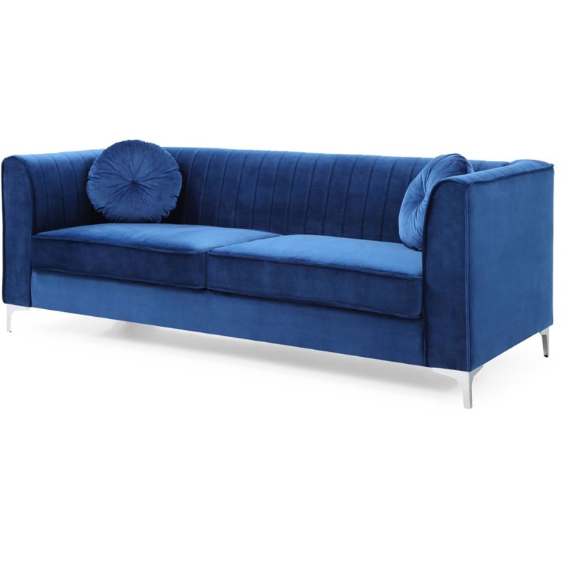Glory Furniture Delray Velvet Sofa in Navy Blue Cymax Business