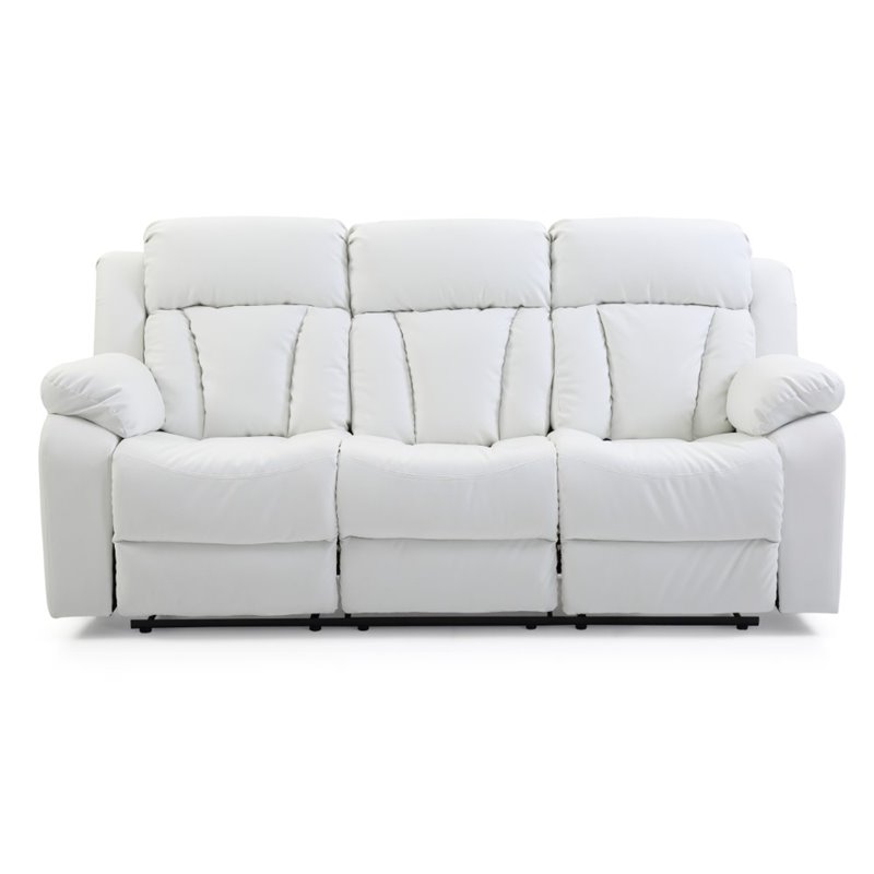 Glory Furniture Daria Faux Leather Reclining Sofa in White G682RS