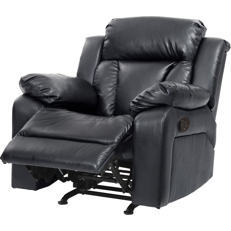 Glory Furniture Daria Faux Leather Rocker Recliner in Black G683RC
