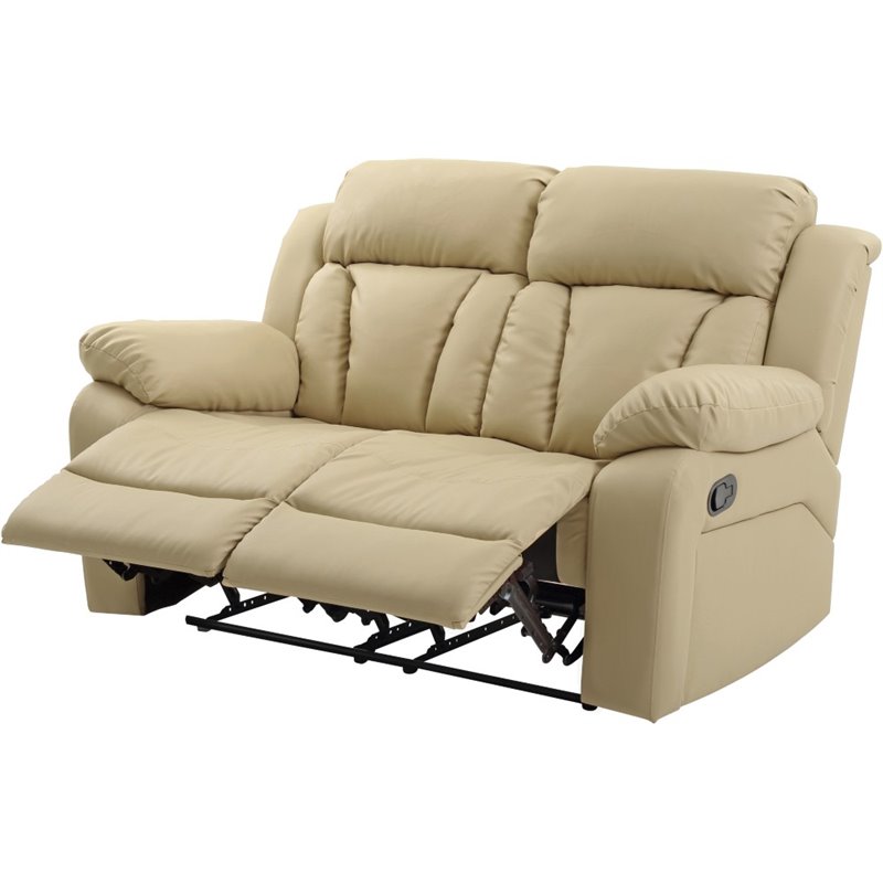 Glory Furniture Daria Faux Leather Reclining Loveseat in Beige Cymax