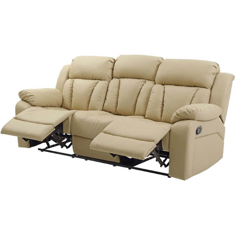 Glory Furniture Daria Faux Leather Reclining Sofa in Beige Cymax Business
