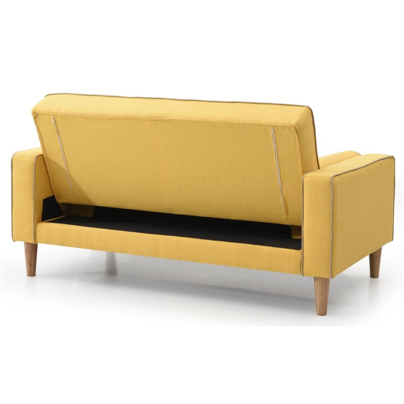 Glory Furniture Andrews Twill Fabric Sleeper Loveseat in Yellow