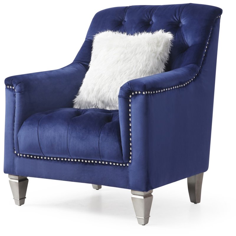 Glory Furniture Dania Velvet Chair in Blue
