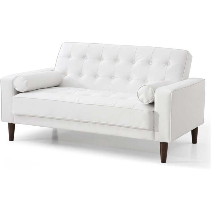 Glory Furniture Andrews Faux Leather Sleeper Loveseat in White