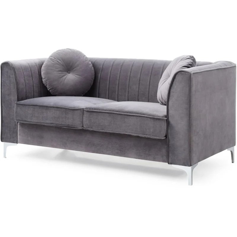 Glory Furniture Delray Velvet Loveseat in Gray Cymax Business