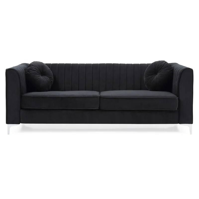 Glory Furniture Delray Velvet Sofa in Black Cymax Business