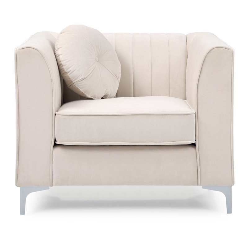 Glory Furniture Delray Velvet Chair in Ivory