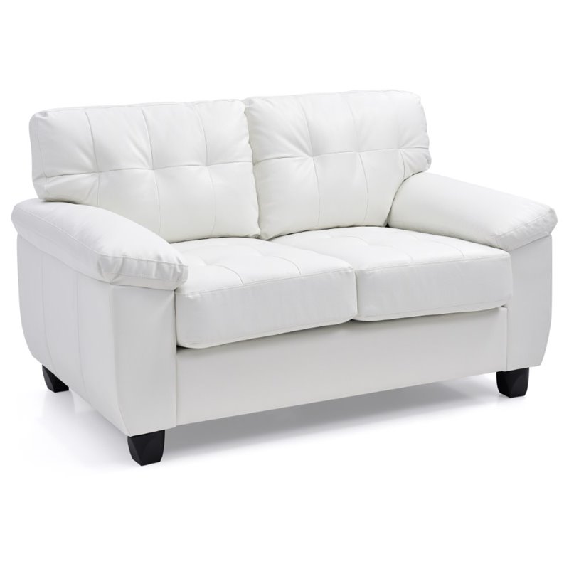 Glory Furniture Gallant Faux Leather Loveseat in White