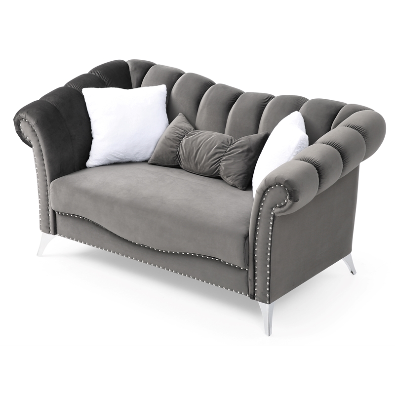 Glory Furniture Madrid G0540AL Loveseat DARK GRAY Velvet Cymax Business