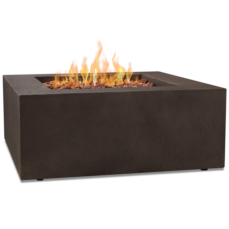 Real Flame Baltic Square Fire Table Real Flame Baltic 36.5" Square Natural Gas Fire Table in Kodiak Brown
