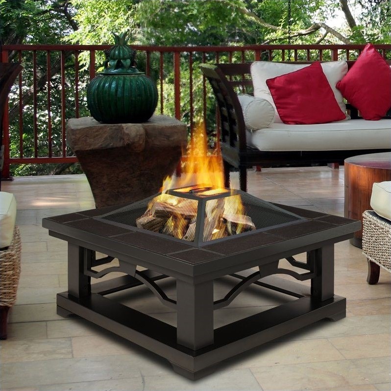 Real Flame Crestone Fire Pit in Brown Tile 914BRT