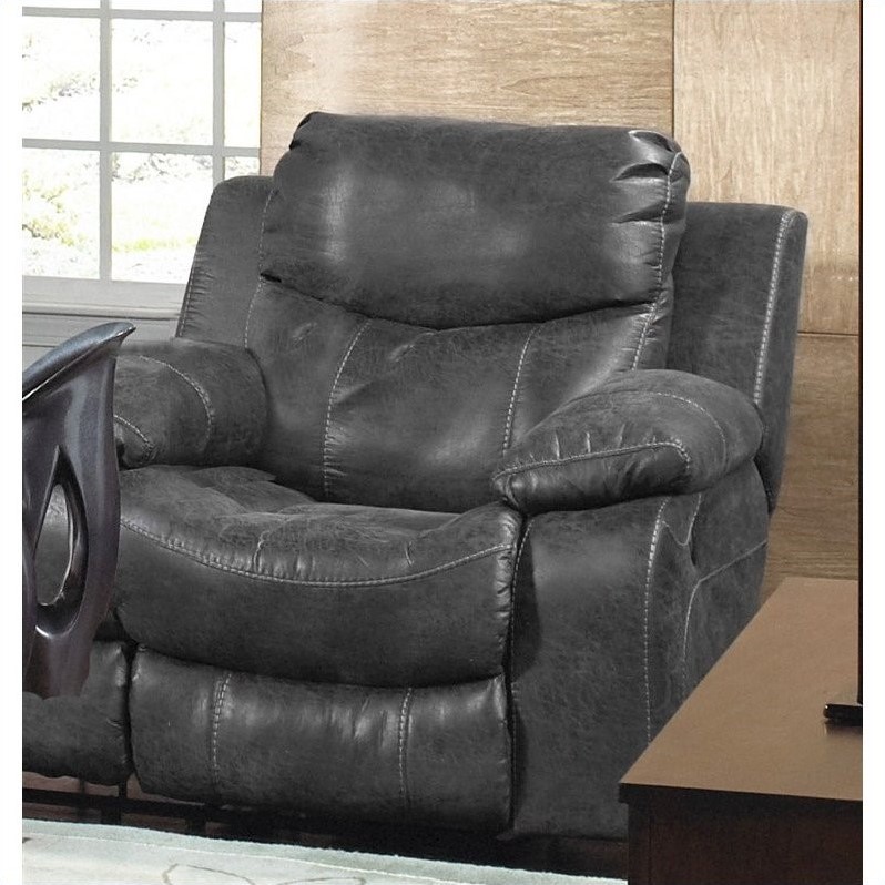 Catnapper Catalina Leather Glider Recliner in Steel 43105122728302728