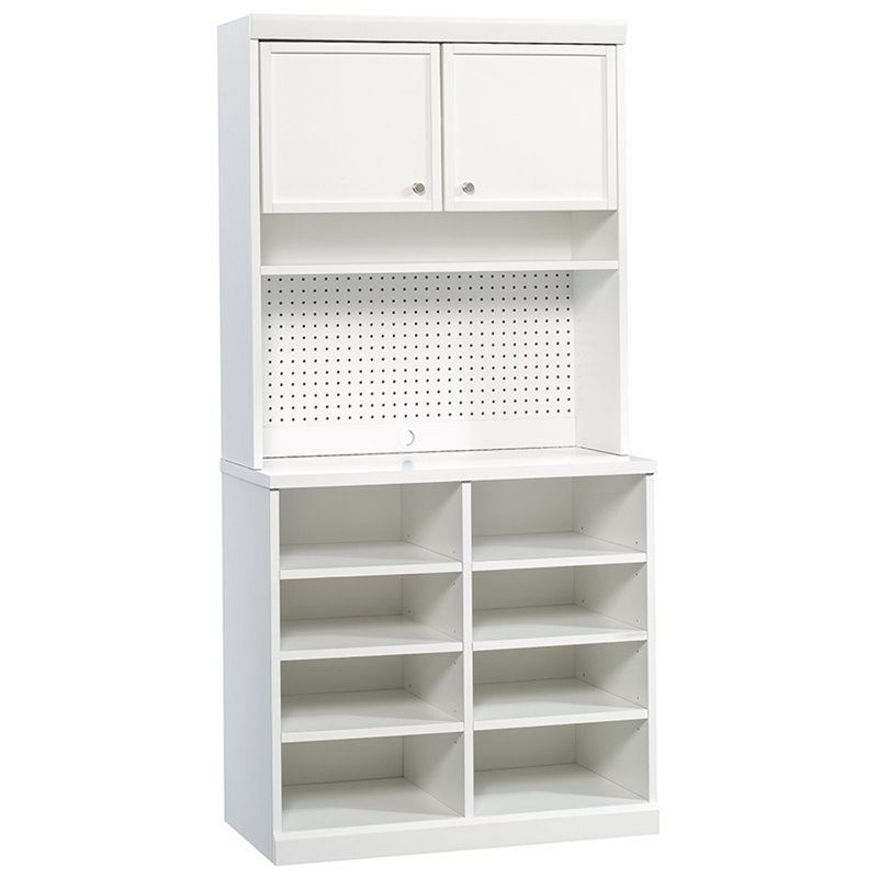 Sauder Craft Pro 8 Cubby Open Storage with Hutch in White