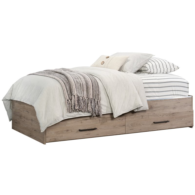 Oak Twin Bed With Storage Drawers Sauder Summit Station Wood Twin Mates Bed with Storage Drawers in
