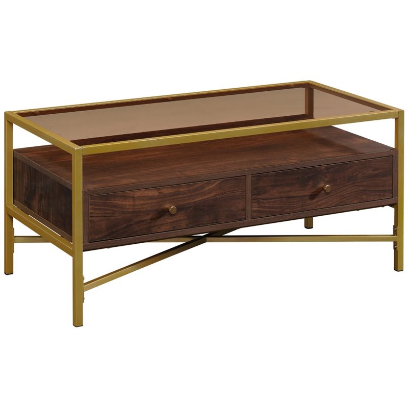 Sauder Harper Heights Engineered Wood/Glass Storage Coffee Table in