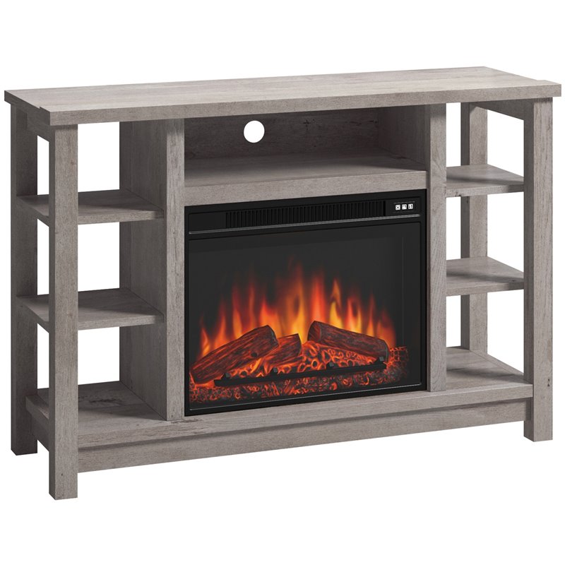 Sauder TV Stand Electric Fireplace in Mystic Oak