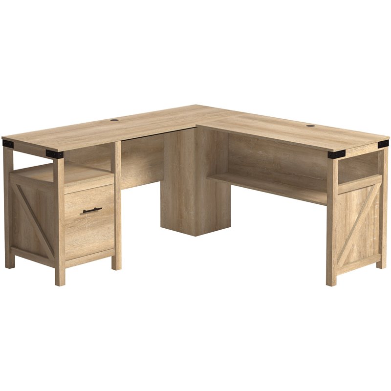 Sauder Harbor View Computer Desk With Hutch Salt Oak Sauder Harbor View Computer Desk with Hutch in Salt Oak 415109