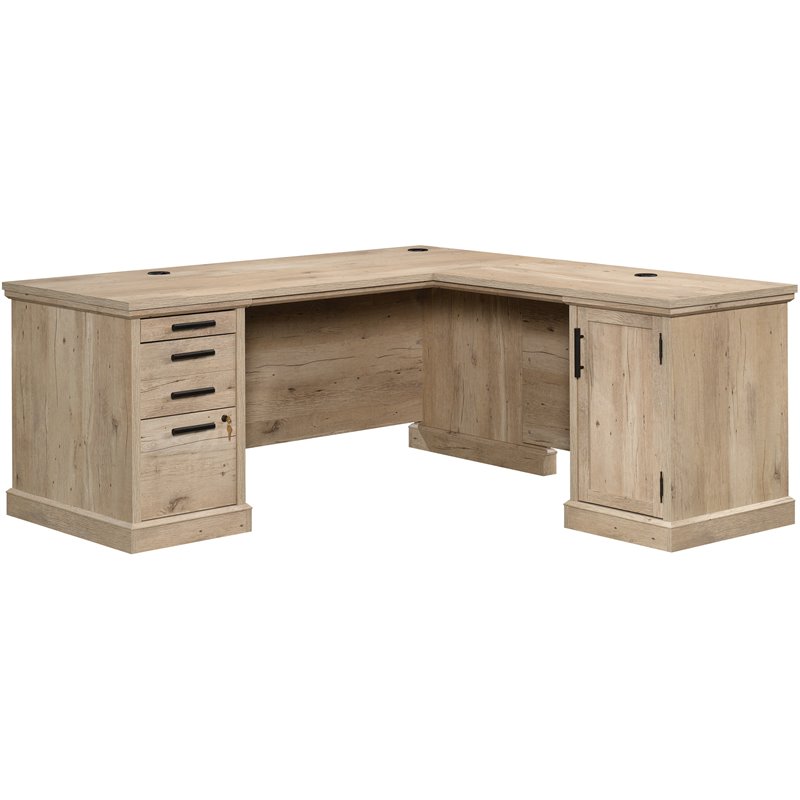 Sauder Mason Peak Engineered Wood LShaped Desk in Prime Oak Cymax