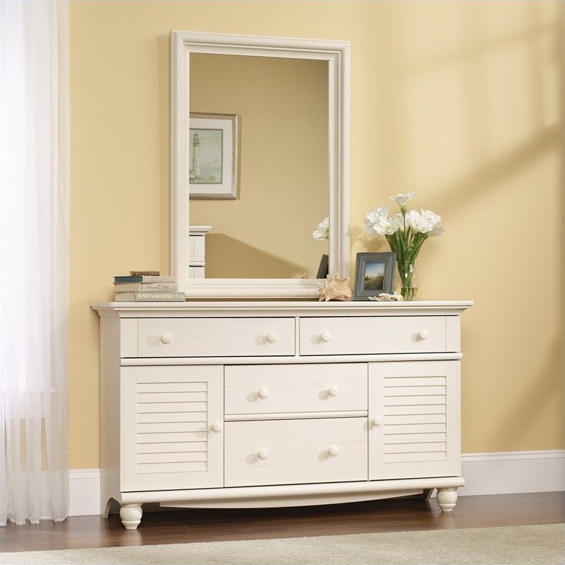 Dresser and Mirror Set in Antiqued White 158016PKG