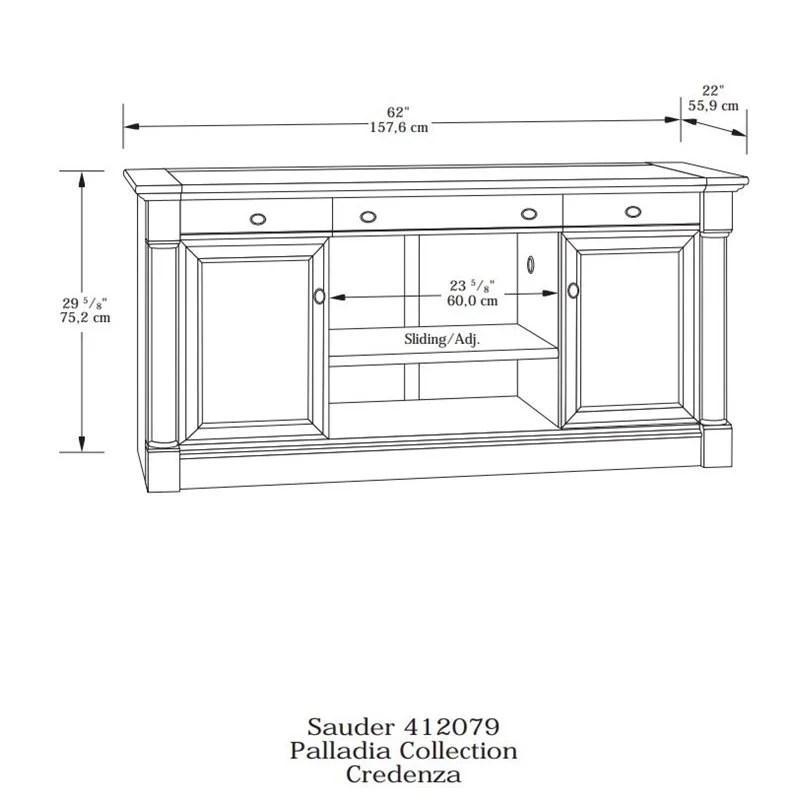 Sauder Palladia Wood Credenza in Select Cherry