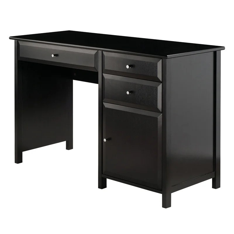 Winsome Delta Office Transitional Solid Wood Writing Desk in Black
