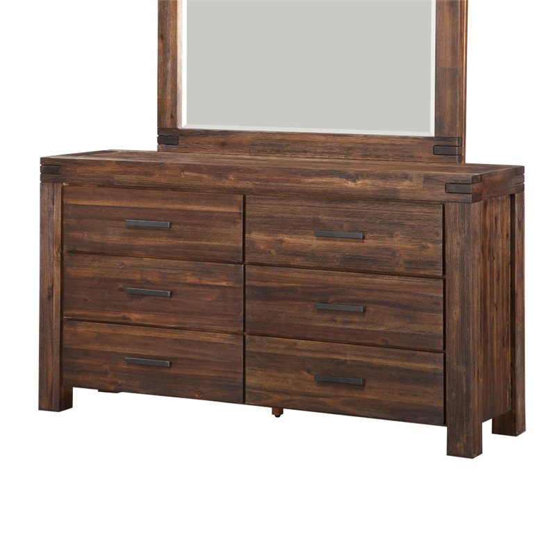 Modus Furniture Meadow 6 Drawer Double Dresser in Brick Brown 3F4182