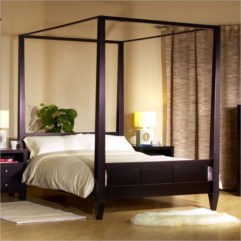 Wilshire Modern Platform Canopy Bed in Cappuccino WSRXXBCPSET