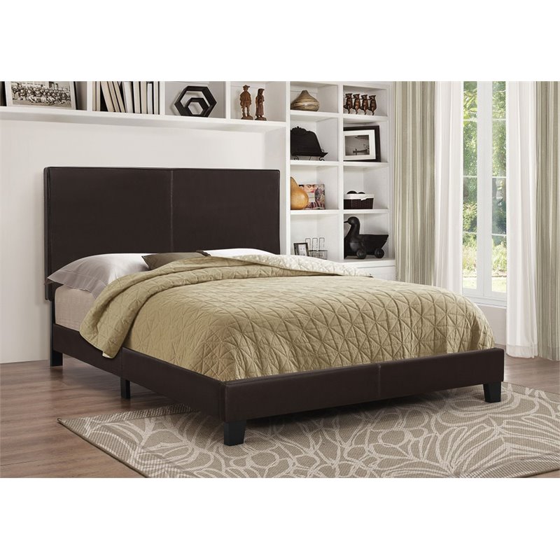 Coaster Muave Upholstered Queen Platform Bed in Brown 300557Q
