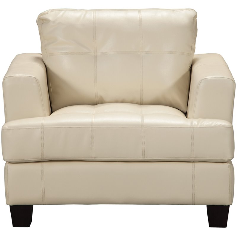 Coaster Samuel Faux Leather Tufted Accent Chair in Cream 501693
